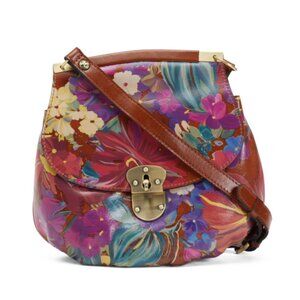 PATRICIA NASH Leather Veneto Crossbody Hook Lock Closure Summer Floral Print Pin